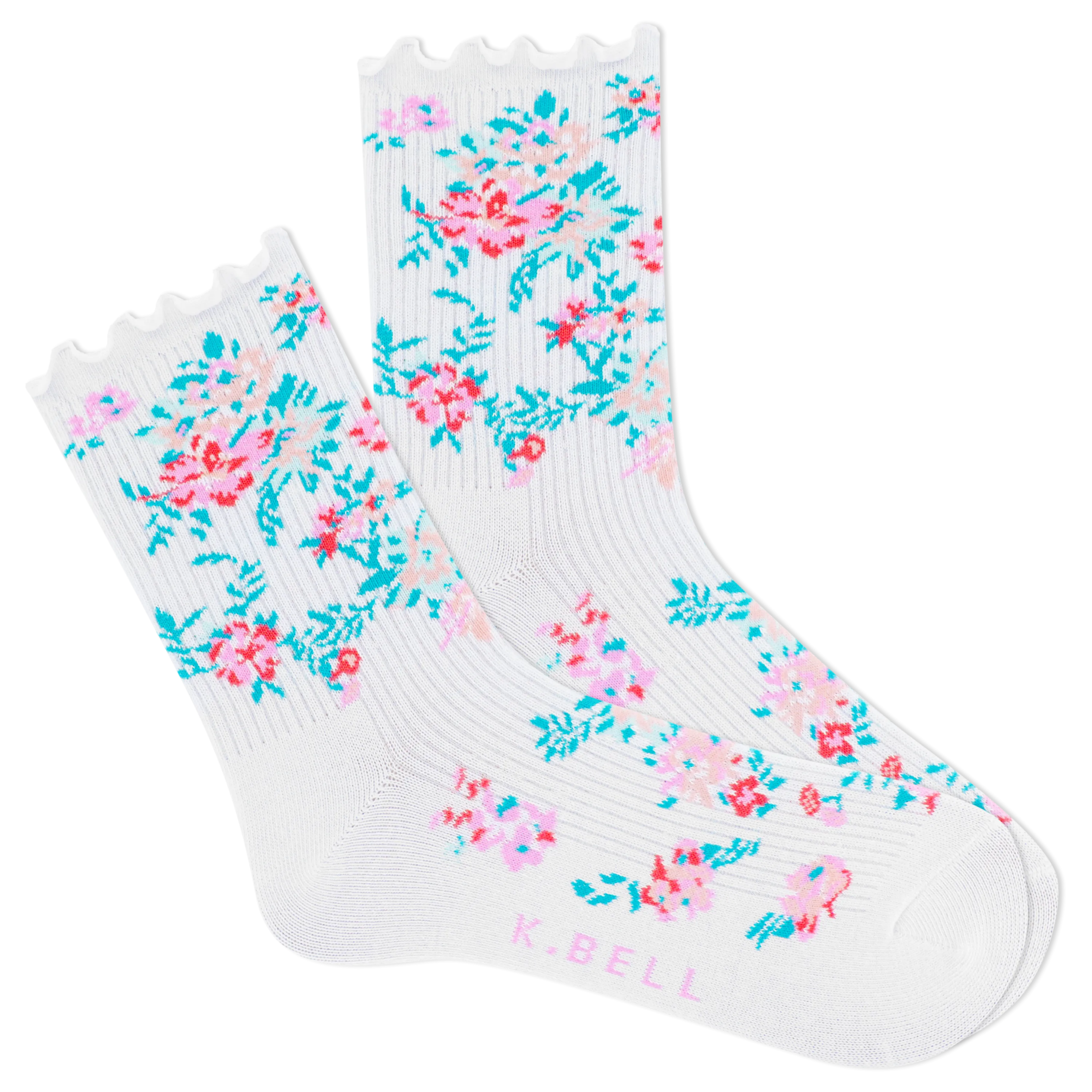 K.Bell Women's Summer Floral Crew Sock