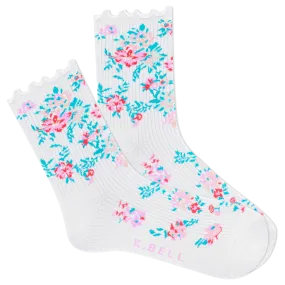 K.Bell Women's Summer Floral Crew Sock