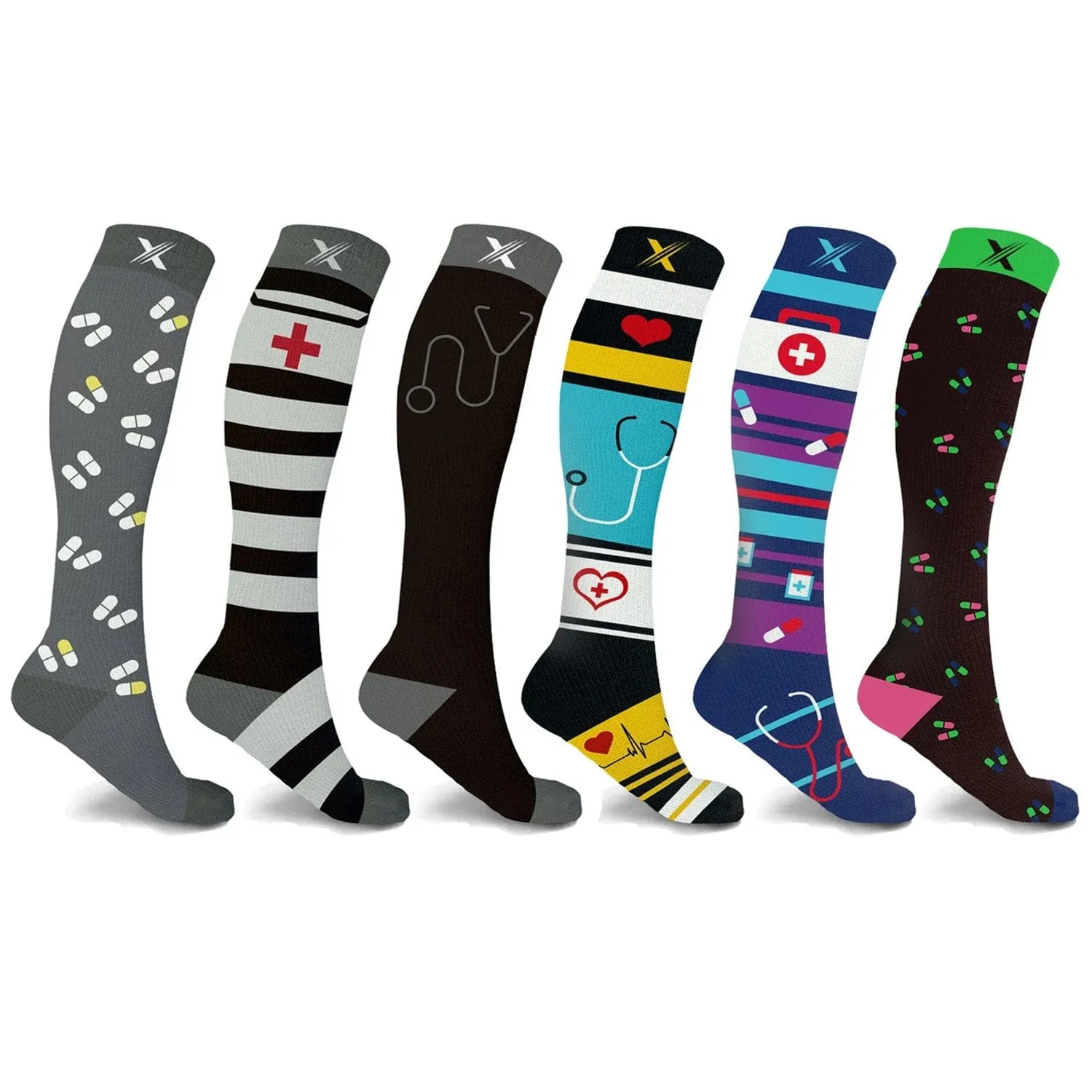 Knee-high Compression Socks (6-Pairs)