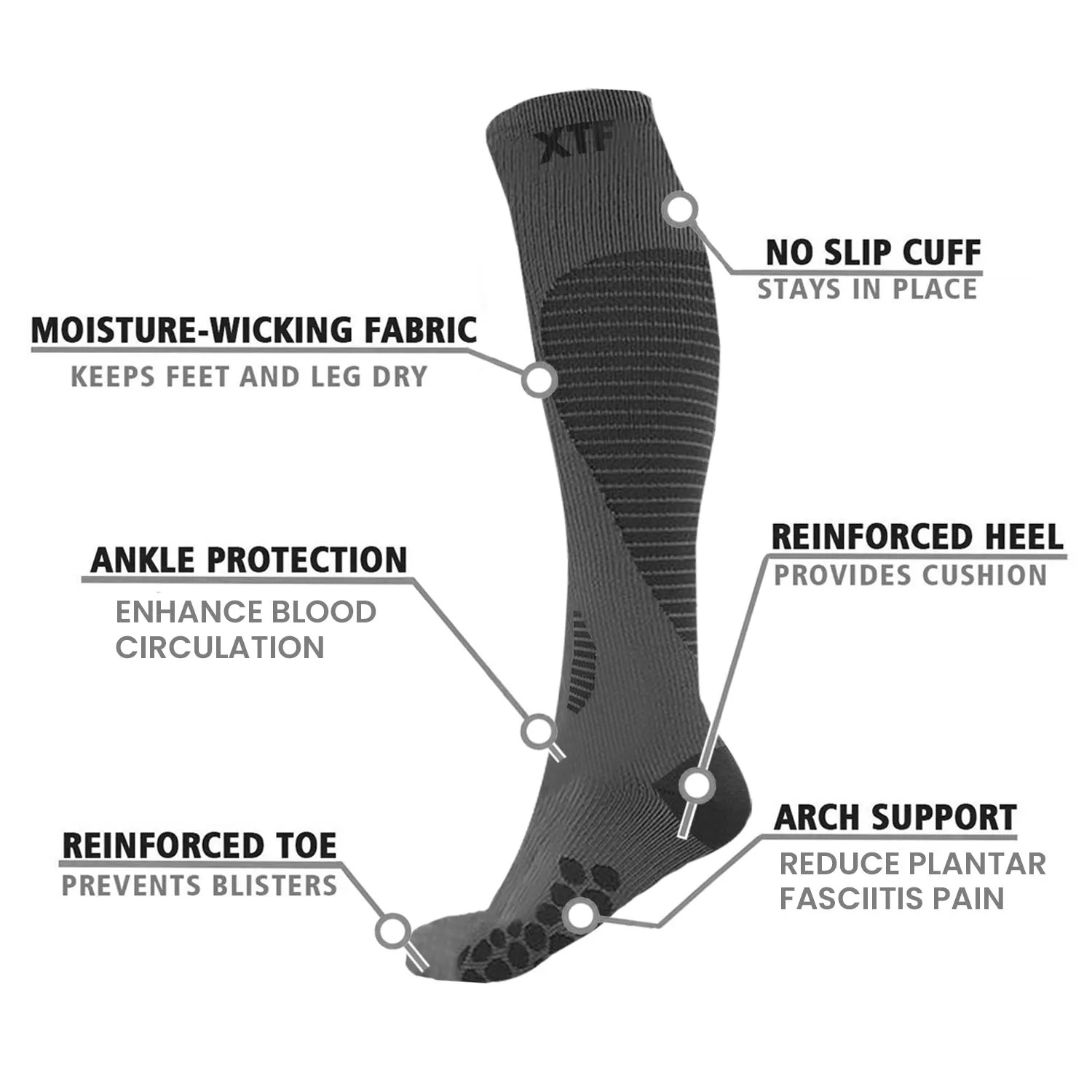 Knee-high Compression Socks (6-Pairs)