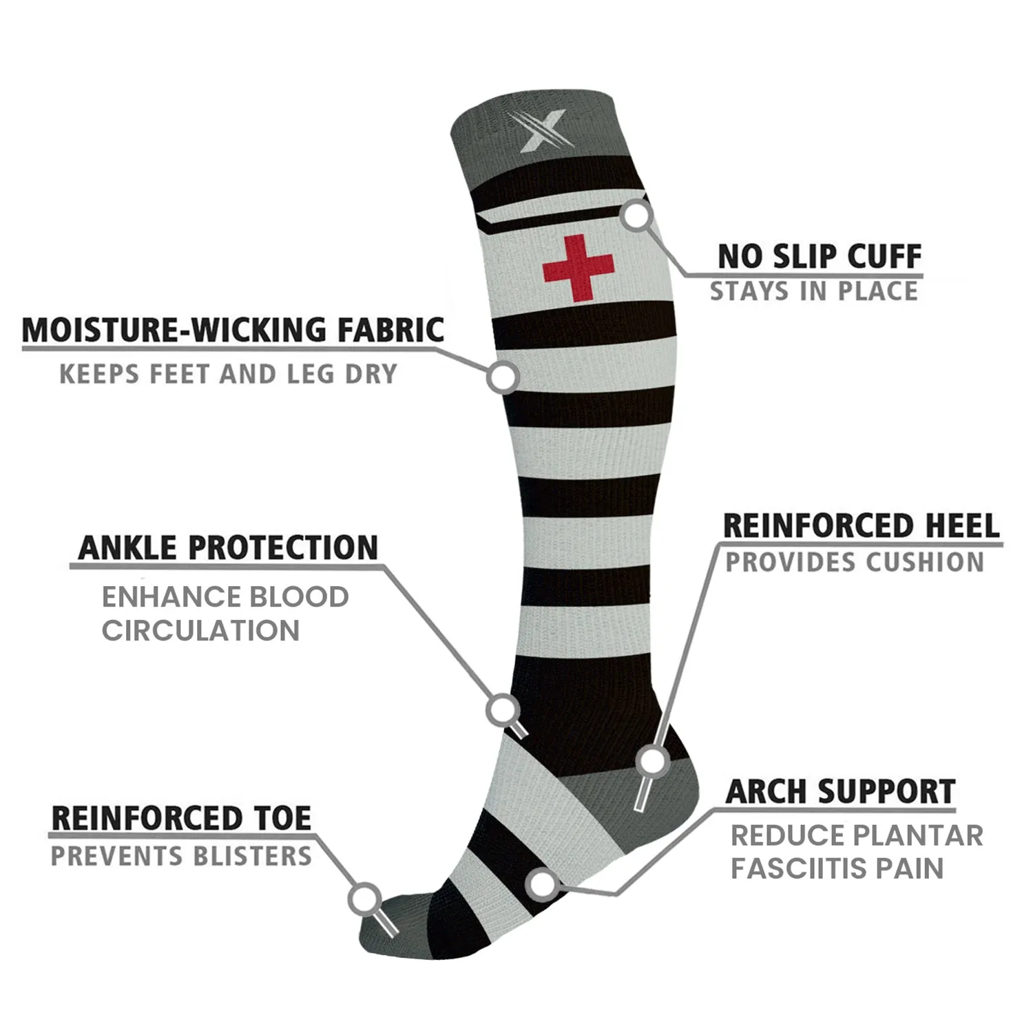 Knee-high Compression Socks (6-Pairs)