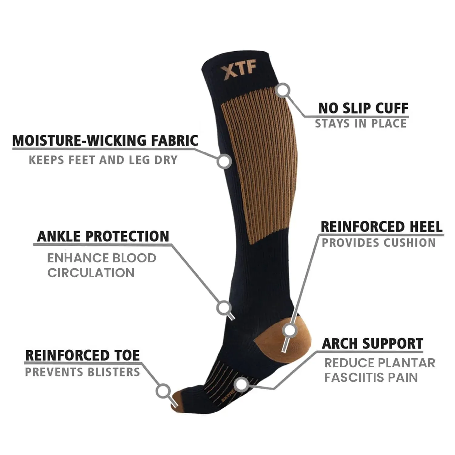 Knee-high Compression Socks (6-Pairs)