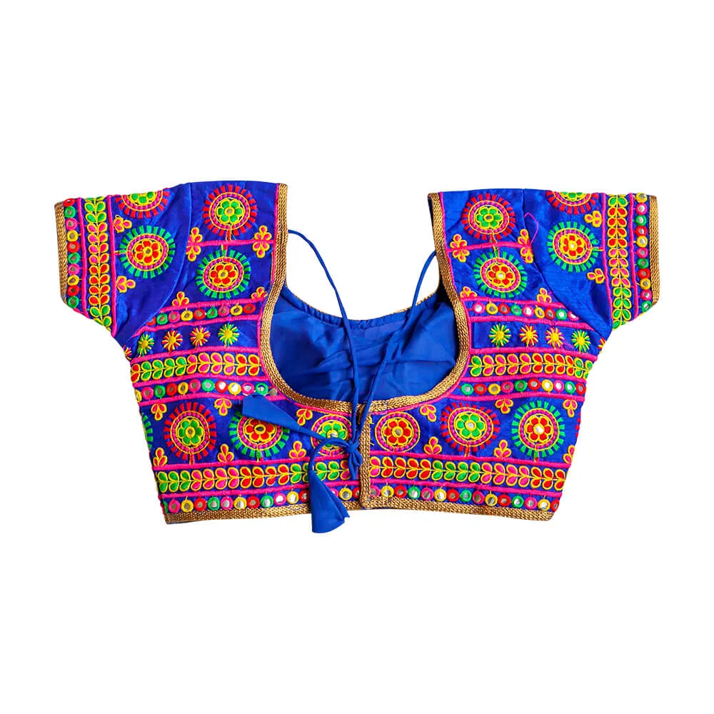 Kutchi work readymade Blouse - Blue