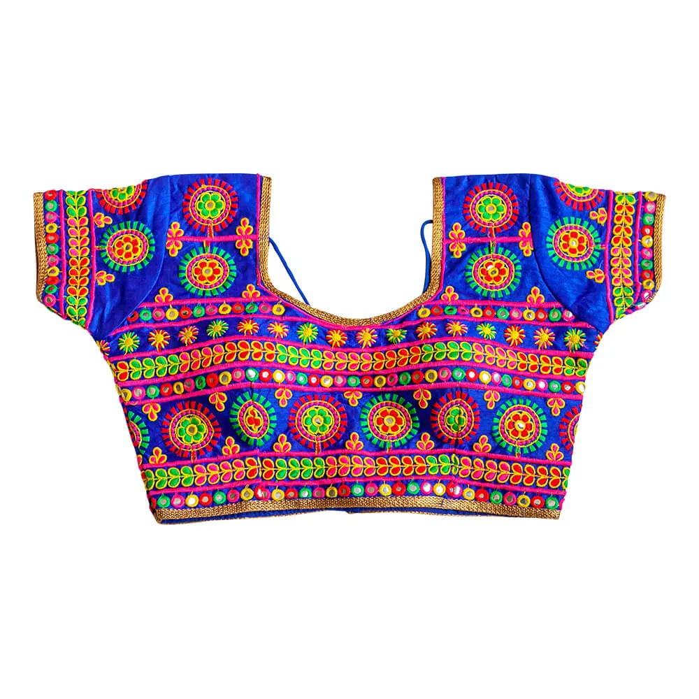 Kutchi work readymade Blouse - Blue