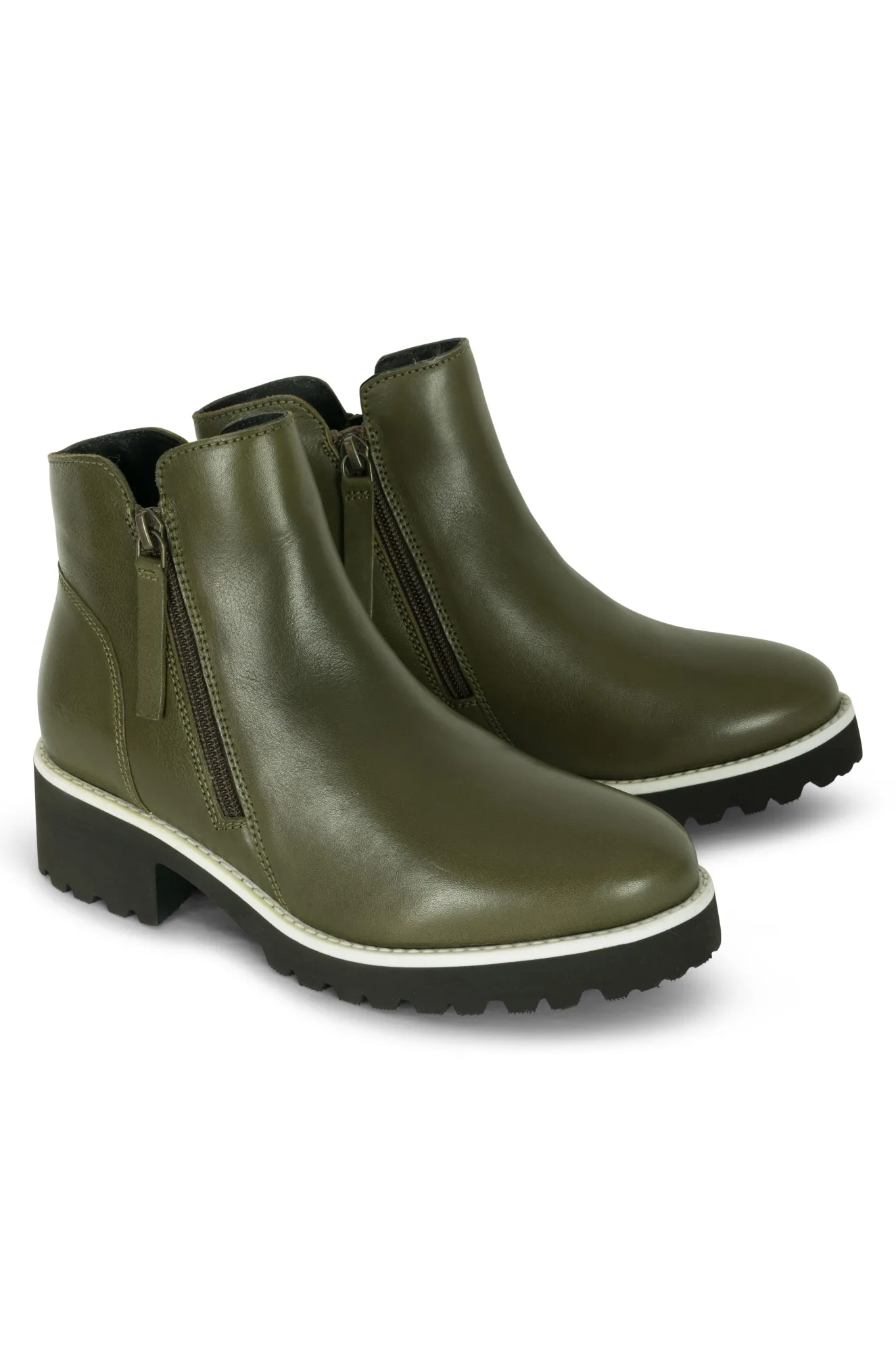 Leather Ankle Boot | OLIVE | EAST ZZ