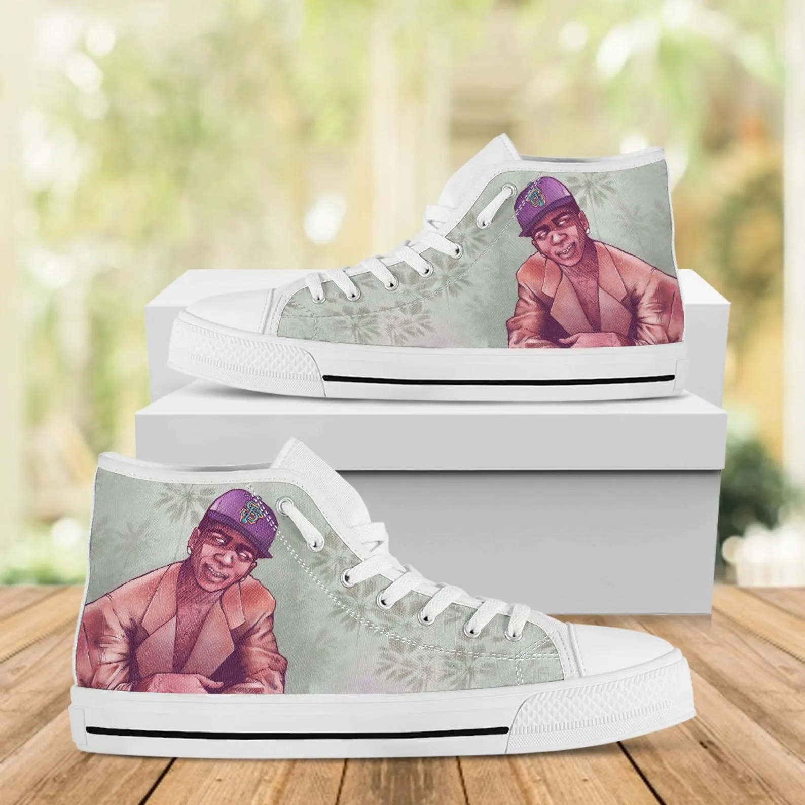 Lil B Custom Shoes, Custom Music Shoes, Music Hightops, Rapper Lil B Shoes, Hip Hop, Rapper Hi Tops