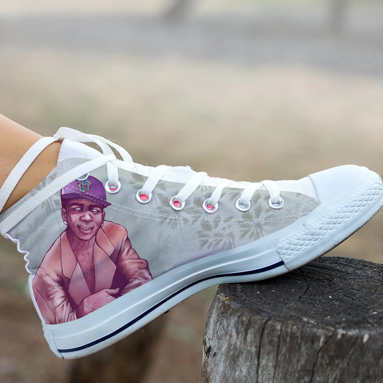 Lil B Custom Shoes, Custom Music Shoes, Music Hightops, Rapper Lil B Shoes, Hip Hop, Rapper Hi Tops