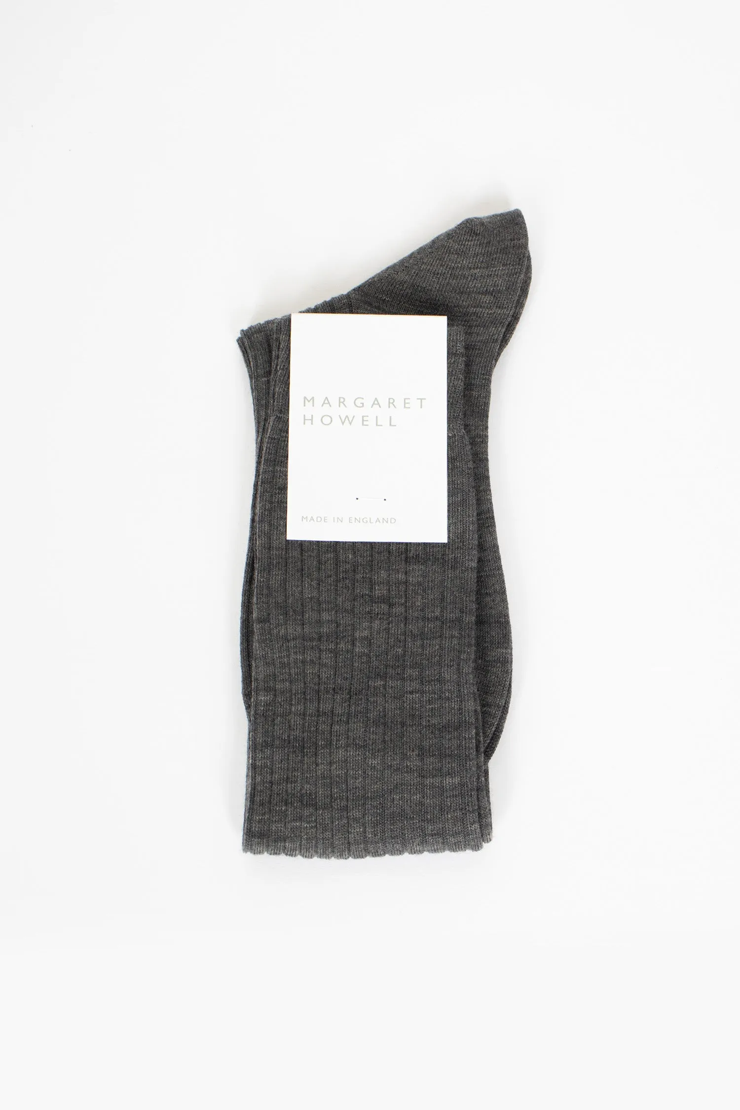 Long Ribbed Merino Sock School Grey