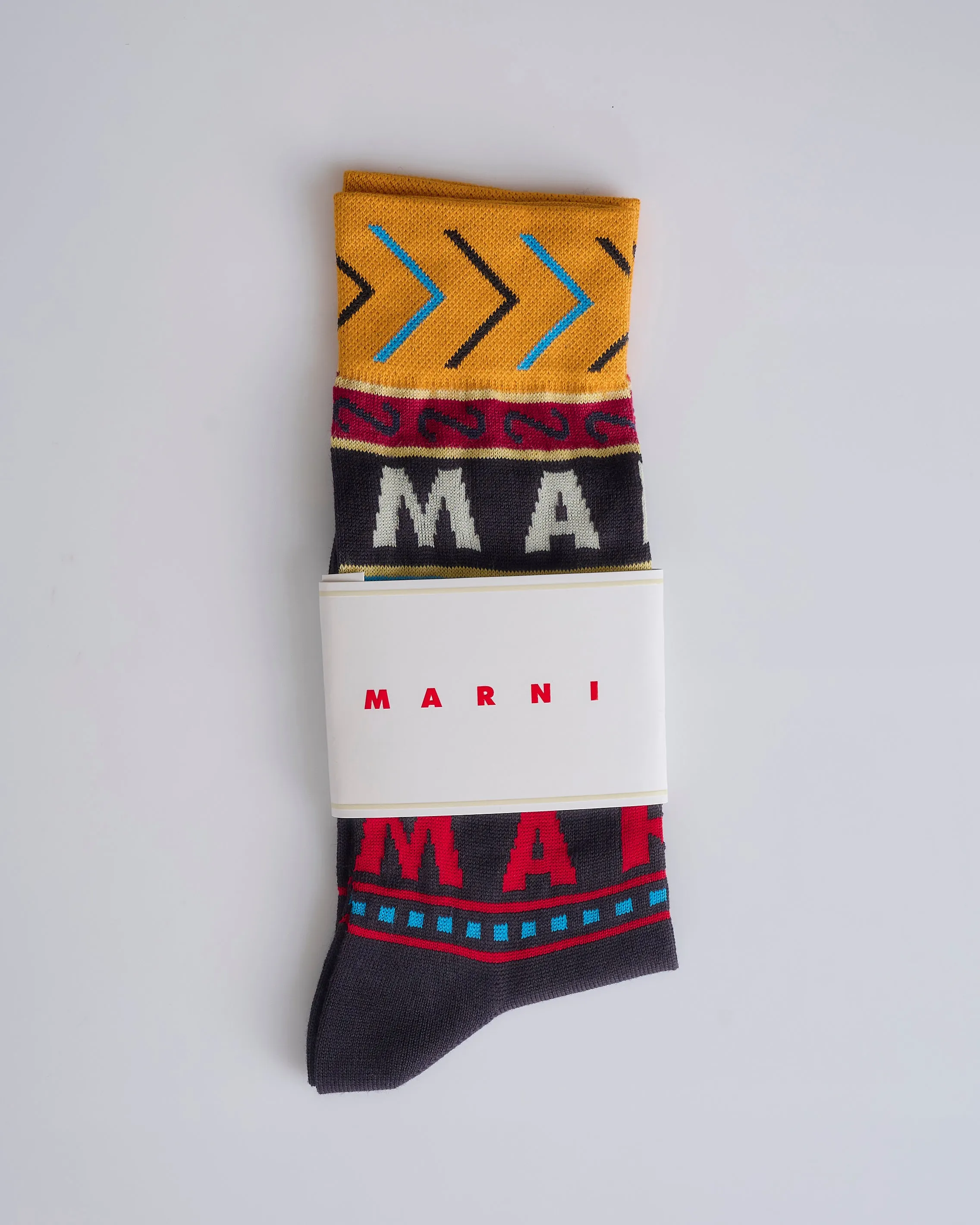 Marni Jacquard Repeat Knit Sock Brown