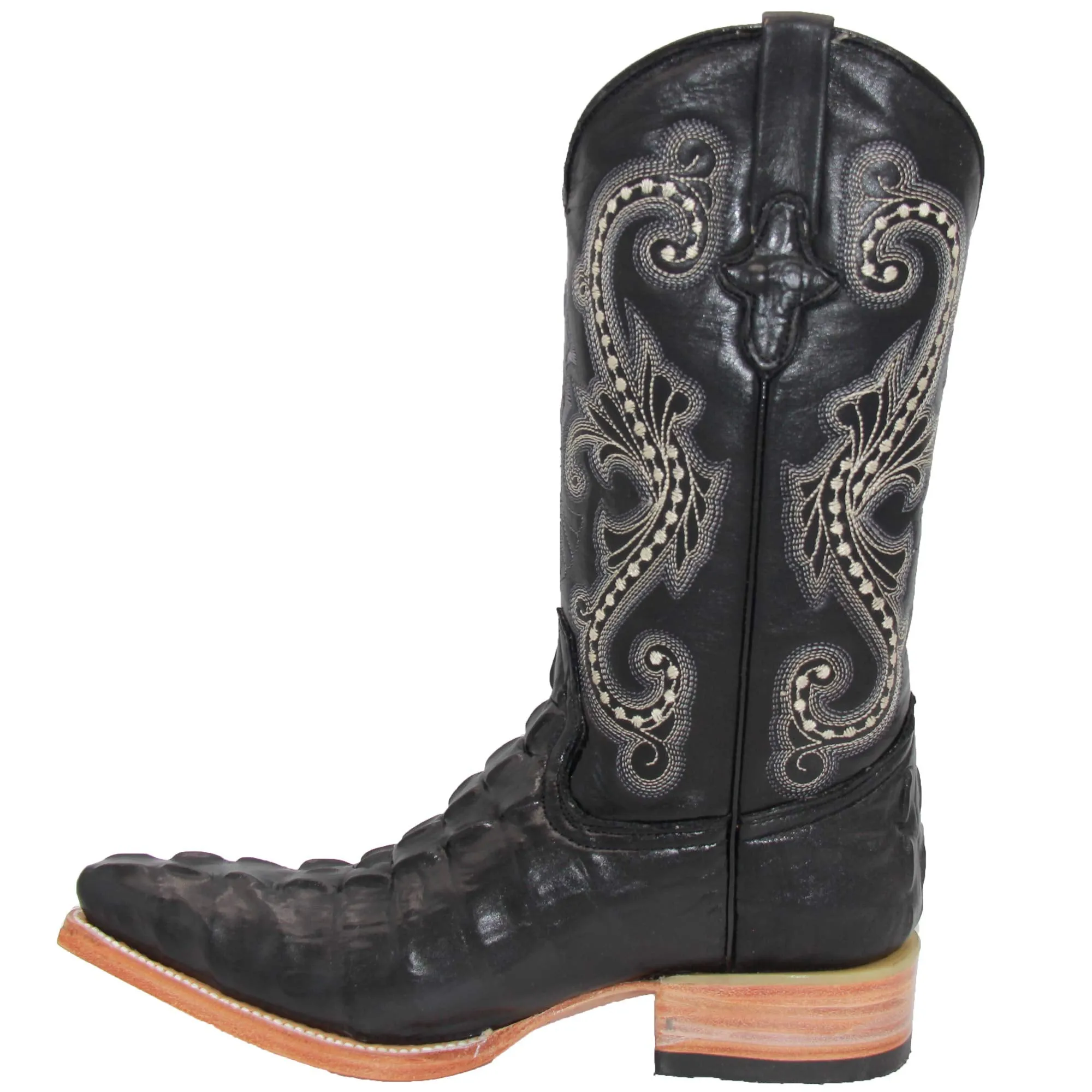 Mens Snip Toe Crocodile Alligator Print Cowboy Western Boot