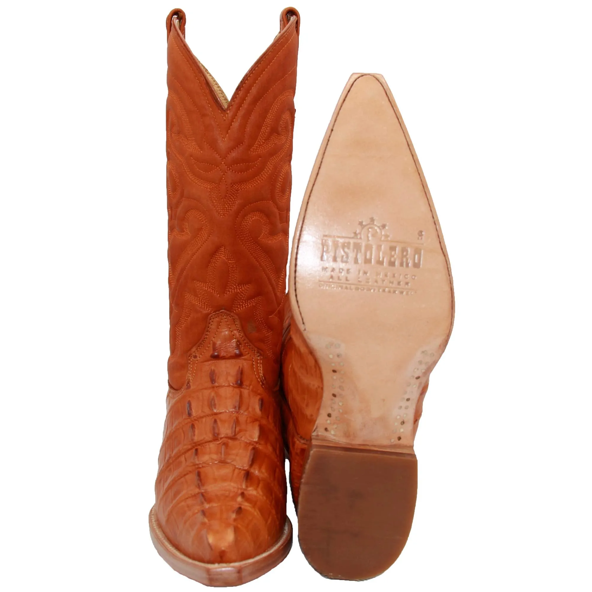 Mens Snip Toe Crocodile Alligator Print Cowboy Western Boot