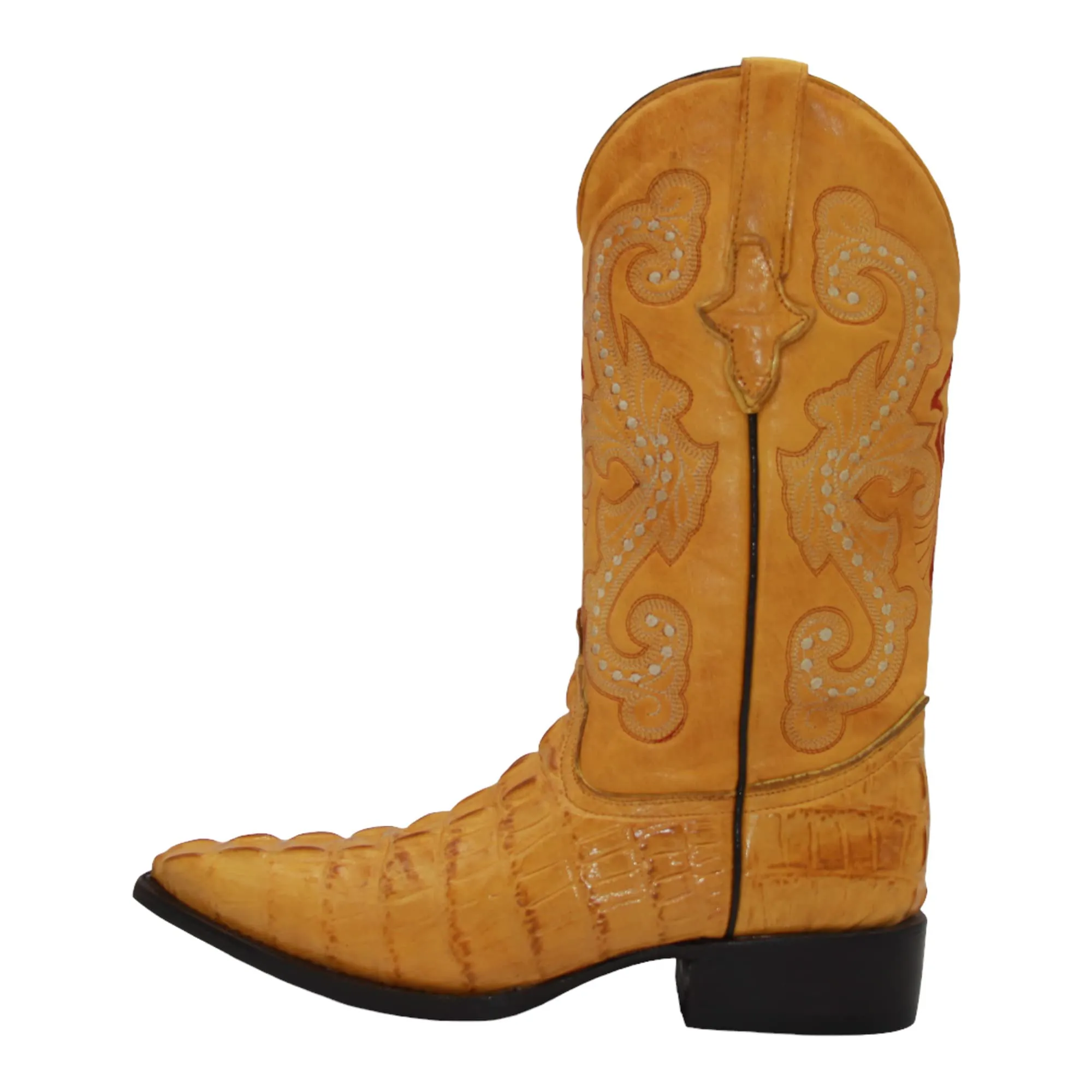 Mens Snip Toe Crocodile Alligator Print Cowboy Western Boot