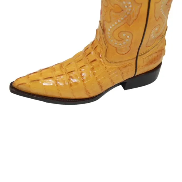 Mens Snip Toe Crocodile Alligator Print Cowboy Western Boot