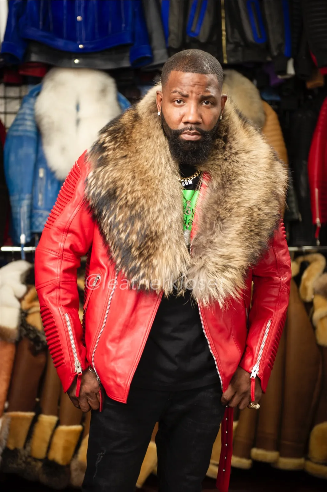 Men's Trey Biker Red With John Snow Fur