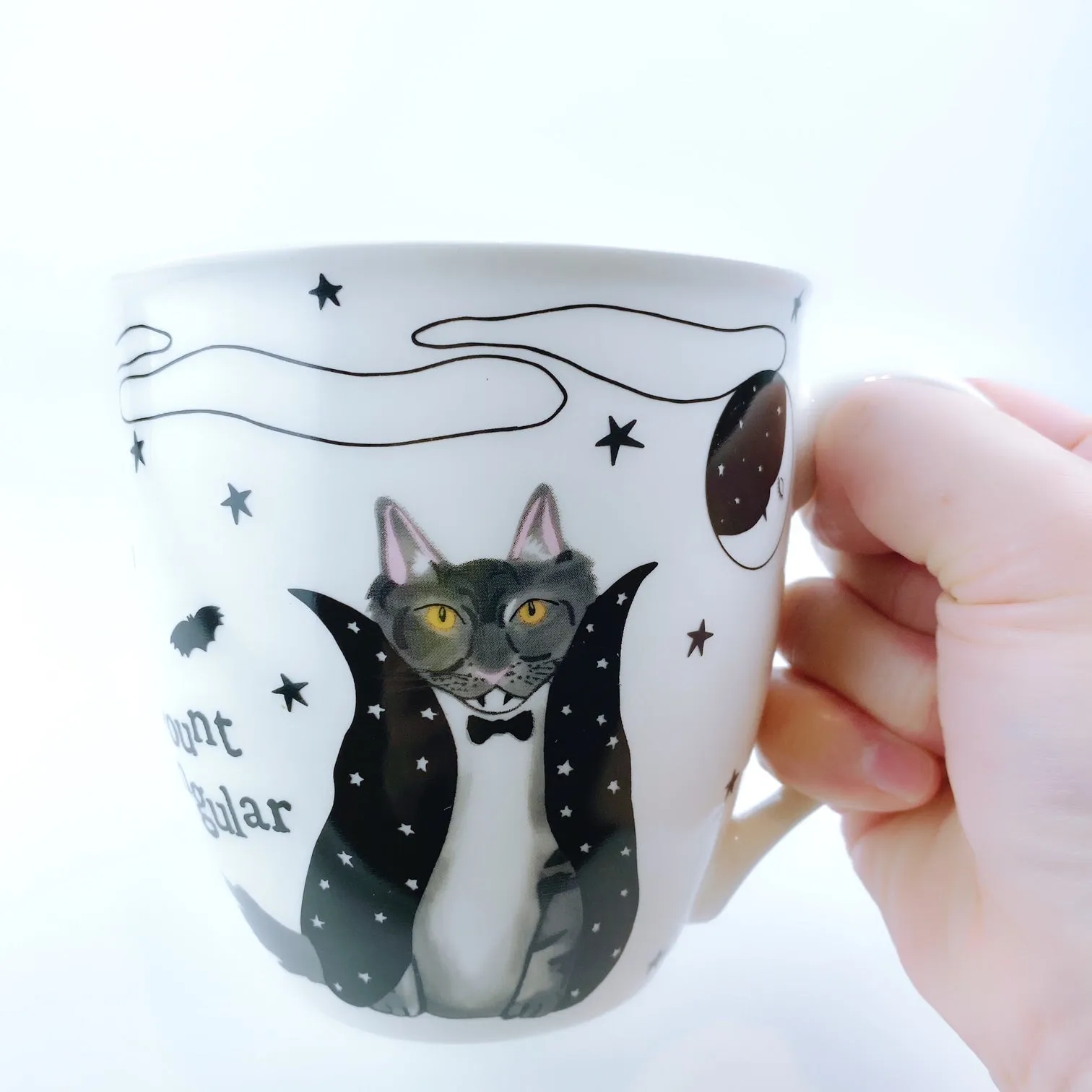 Milly Green British Design Halloween COUNT FANGULAR CAT Coffee Mug Tea Cup With Sock Set