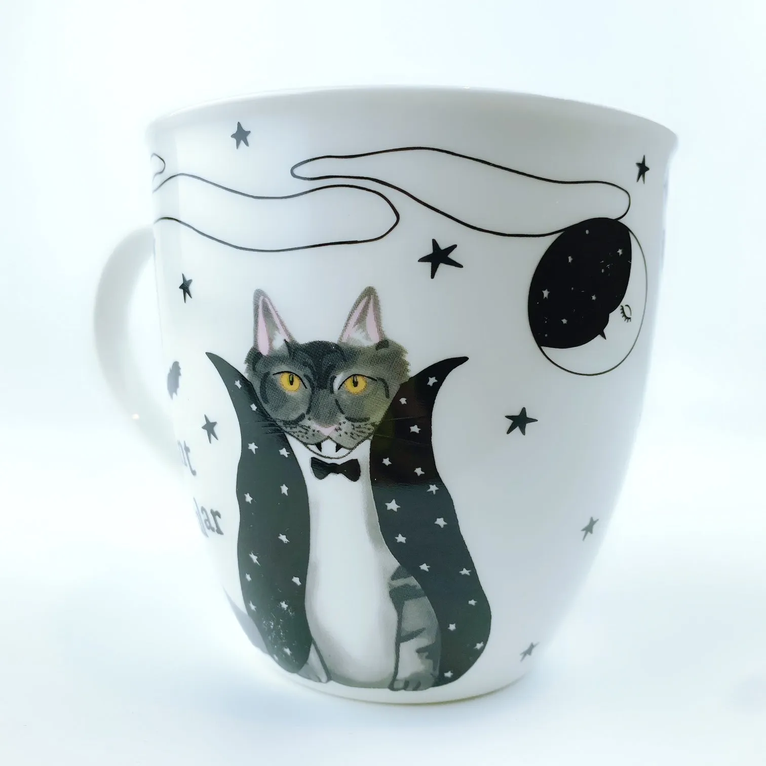 Milly Green British Design Halloween COUNT FANGULAR CAT Coffee Mug Tea Cup With Sock Set