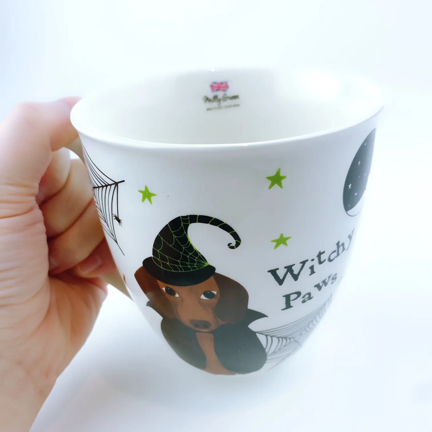 Milly Green British Design Halloween WITCHY PAWS DACHSHUND Coffee Mug Tea Cup With Sock Set