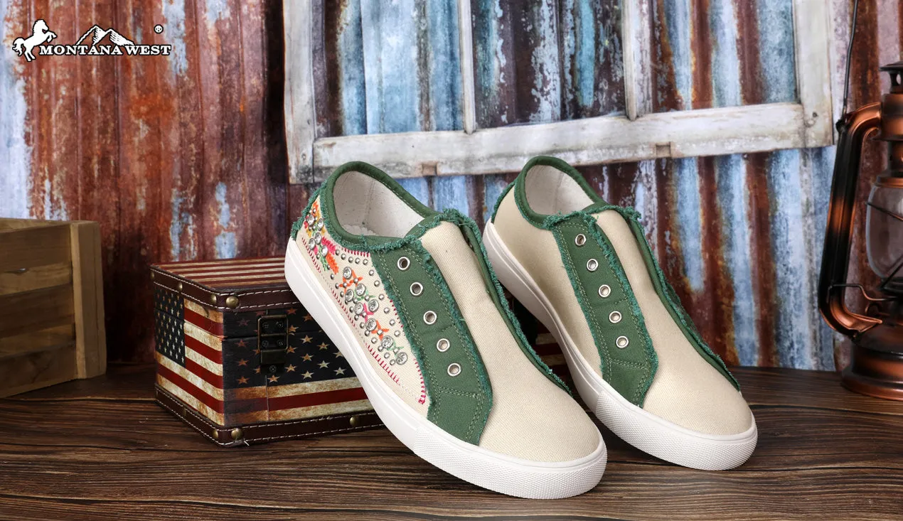 Montana West Floral Embroidered Canvas Shoes