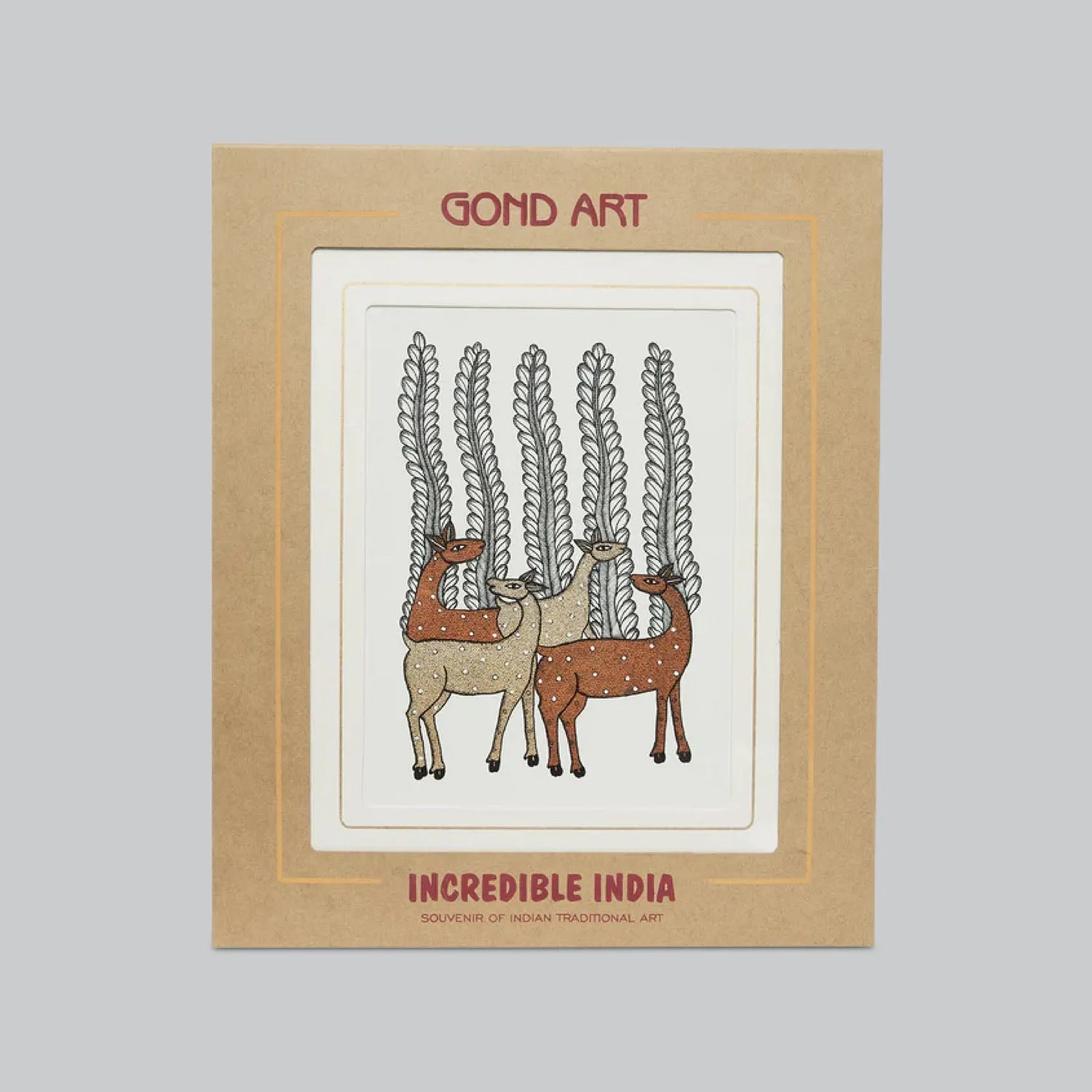 Mount Board Gond Art Deer Print 12 in x 9.5 in