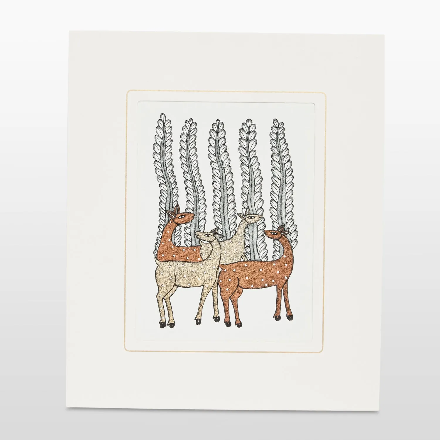 Mount Board Gond Art Deer Print 12 in x 9.5 in