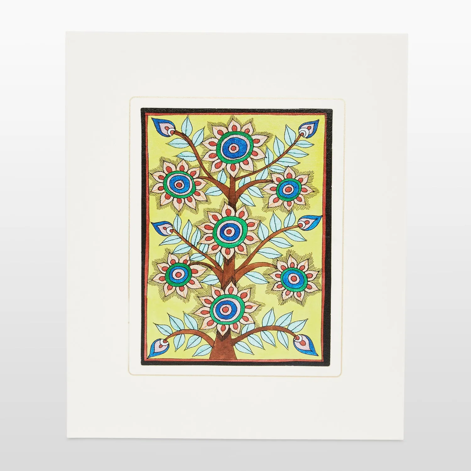 Mount Board Madhubani Art Tree Print 12 in x 9.5 in