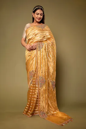 Organza Handloom  Antique Work Saree