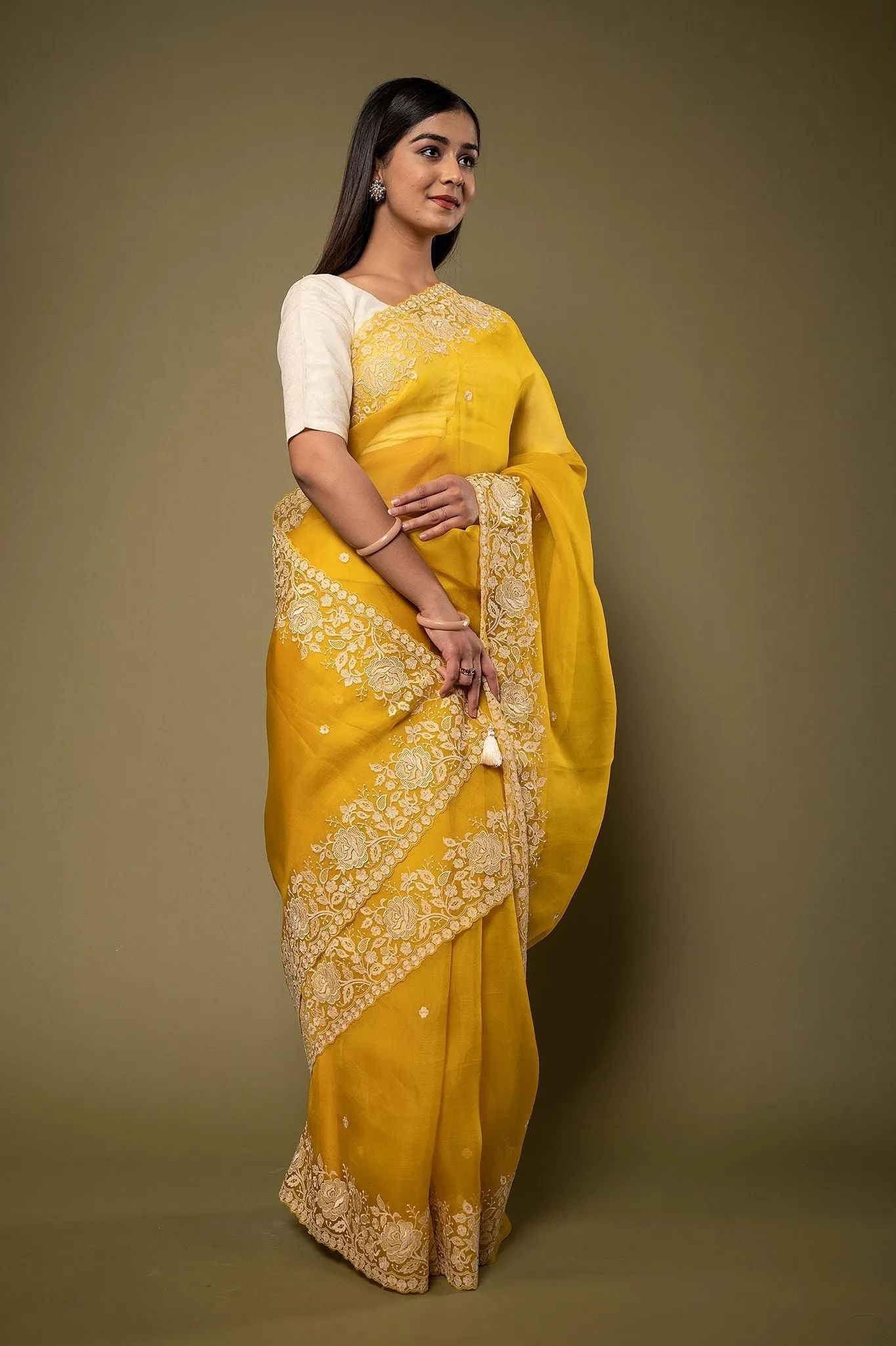 Organza Resham Work Saree