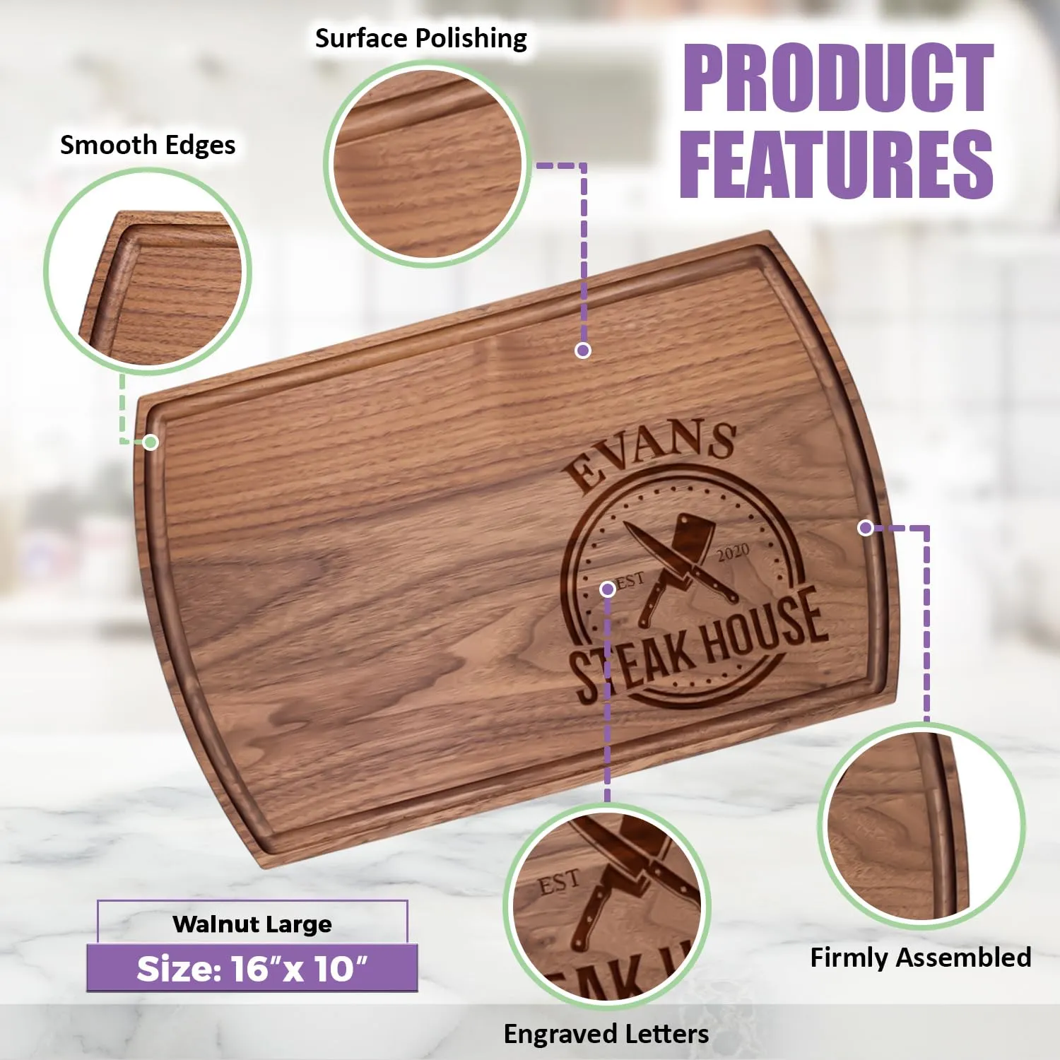 Personalized Dad Cutting Board - Custom Wood Grill Board For BBQ Masters