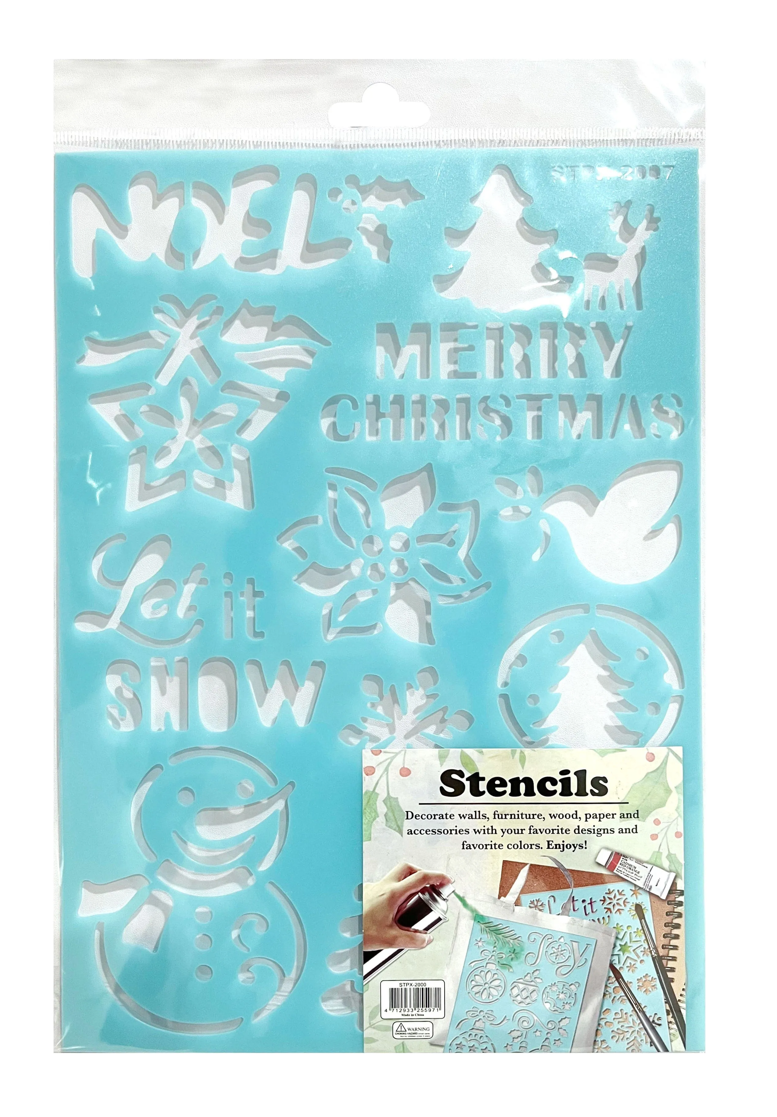 Plastic Snow Spray Stencil Asst