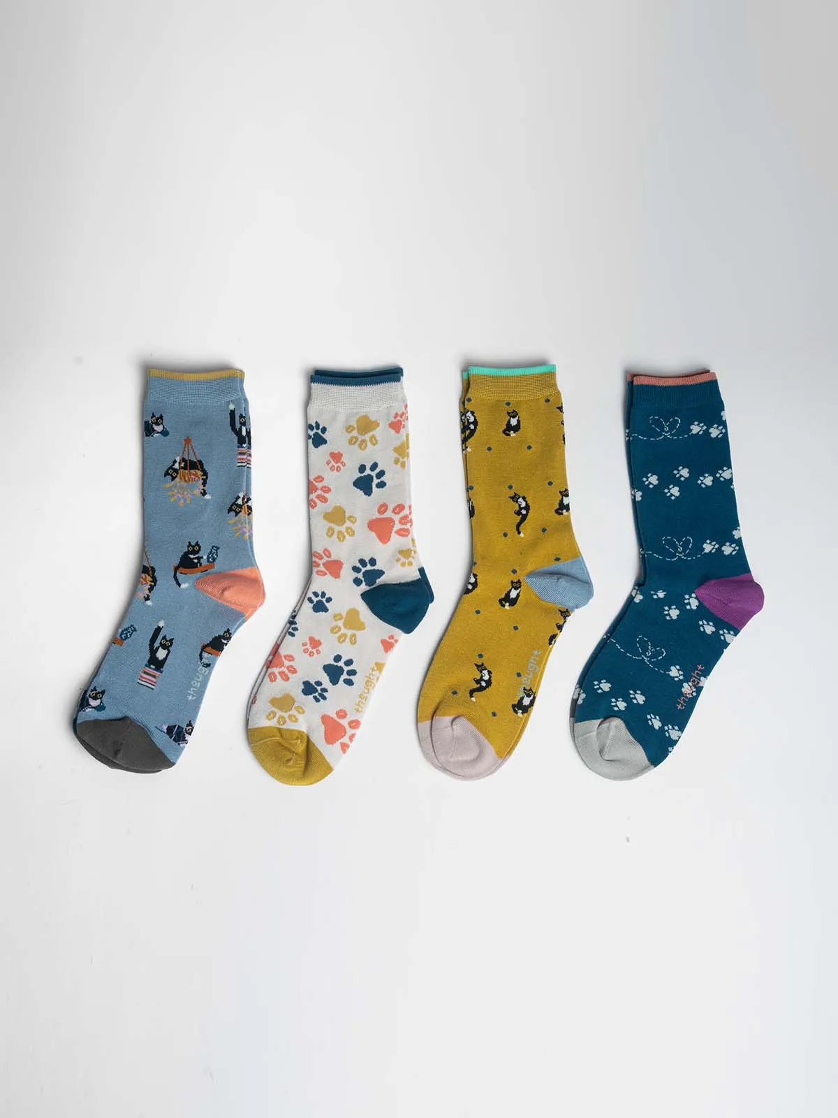 Sasha Cat Organic Cotton 4 Pack Sock Box - Multi