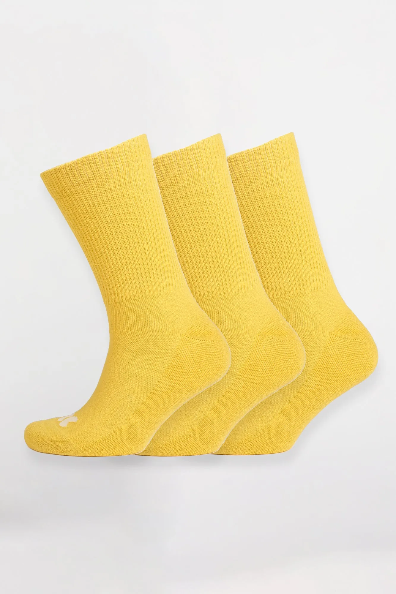 Single Colour Sports Calf Sock 3 Pack - Canary Yellow