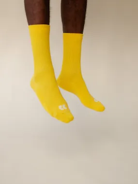 Single Colour Sports Calf Sock 3 Pack - Canary Yellow