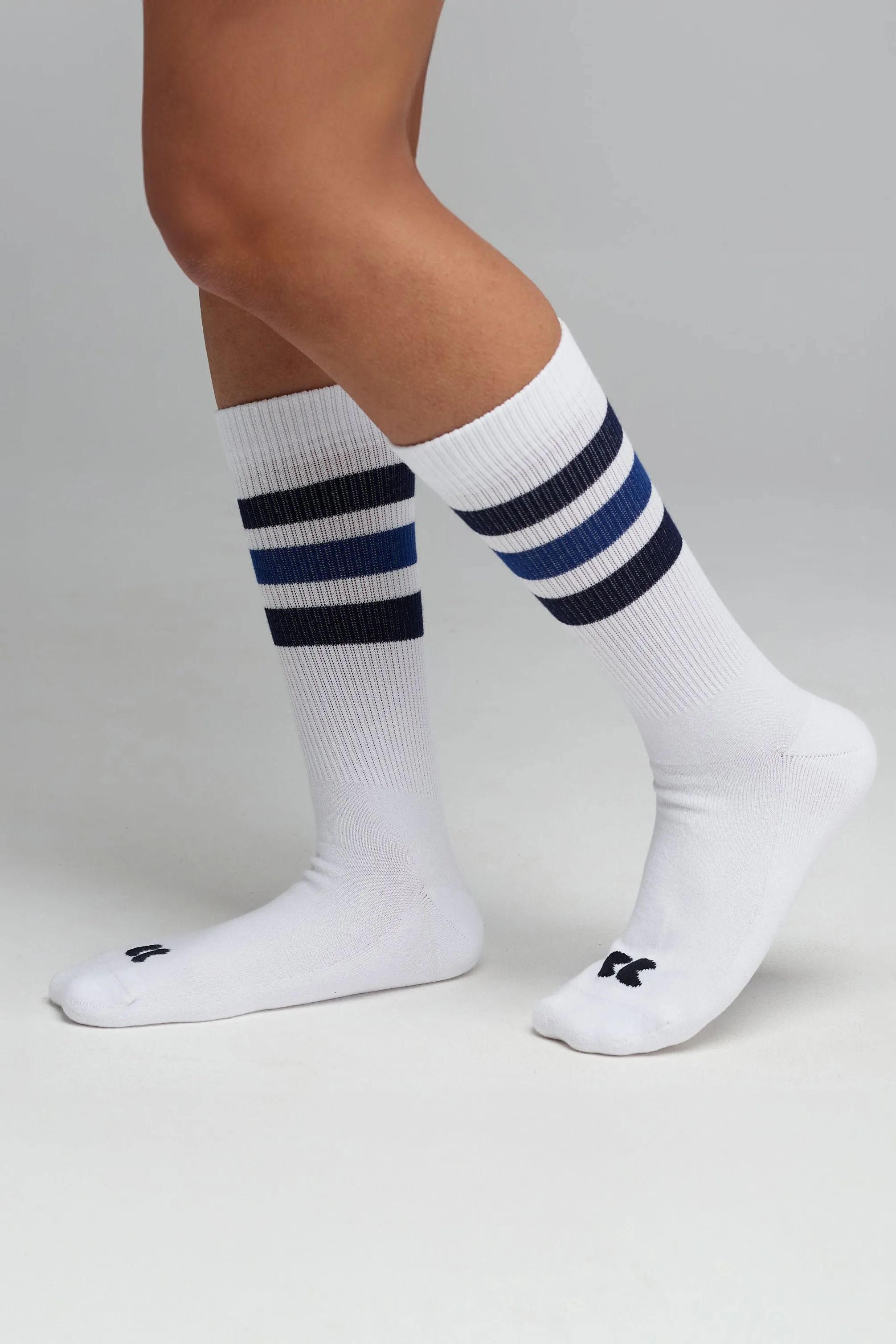 Sports Cotton Sock Calf 3 Pack - Blue Stripe