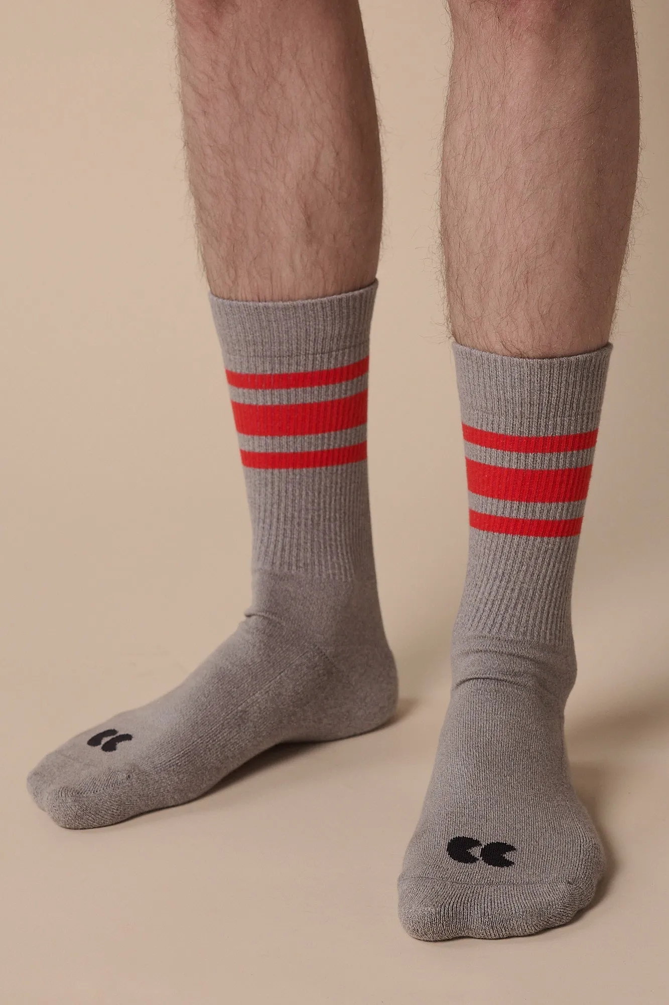 Sports Cotton Sock Calf 3 Pack - Grey/Mixed Stripe