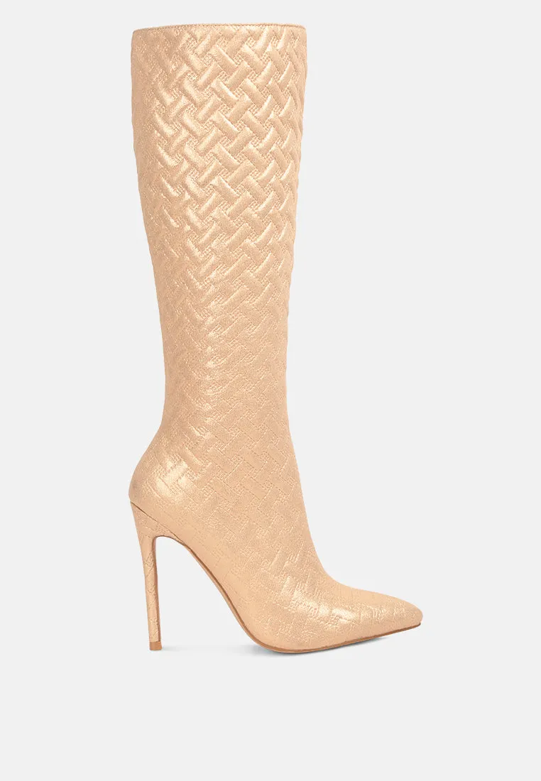 Tinkles Embossed High Heeled Calf Boots