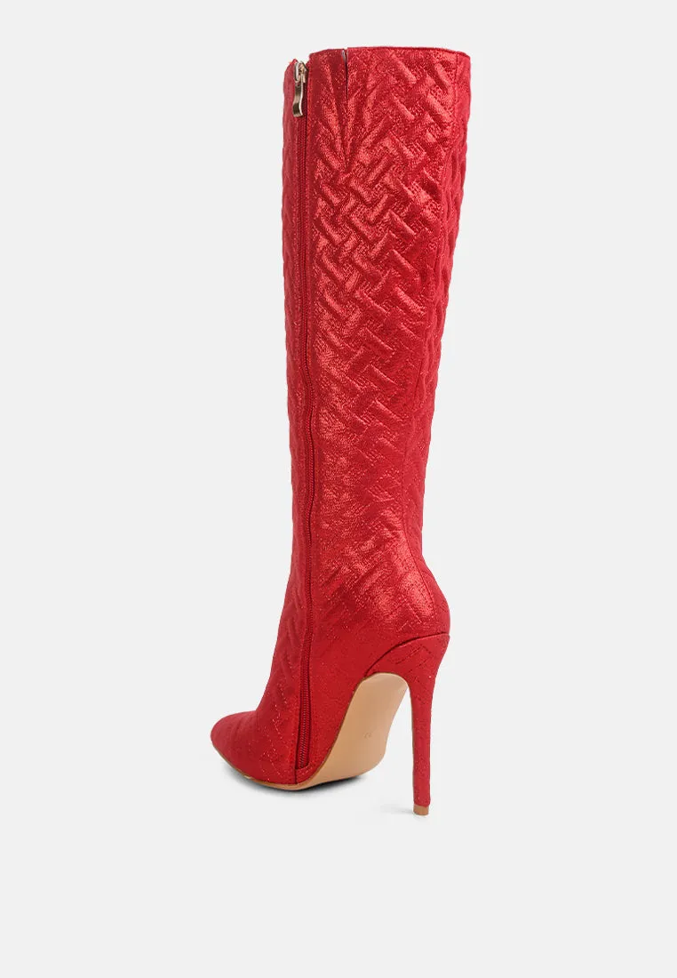 Tinkles Embossed High Heeled Calf Boots