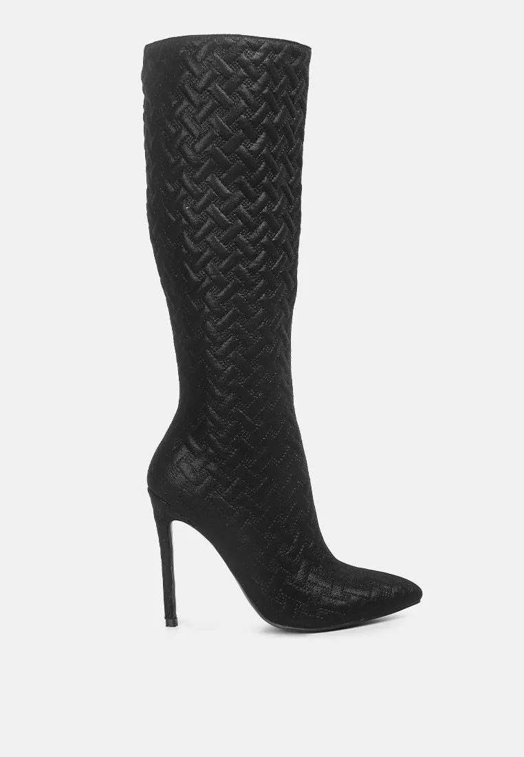 Tinkles Embossed High Heeled Calf Boots