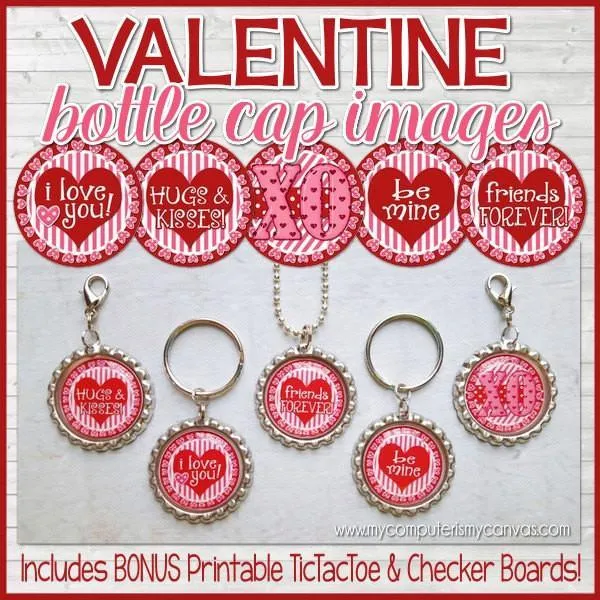 Valentine's Day Bottle Cap PRINTABLE   Game Board