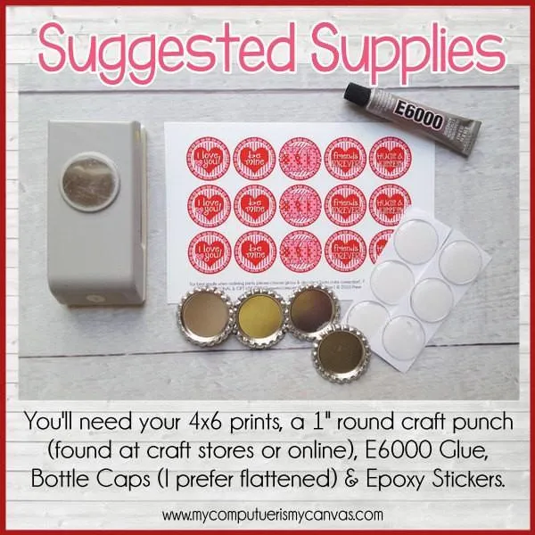 Valentine's Day Bottle Cap PRINTABLE   Game Board