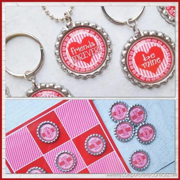 Valentine's Day Bottle Cap PRINTABLE   Game Board