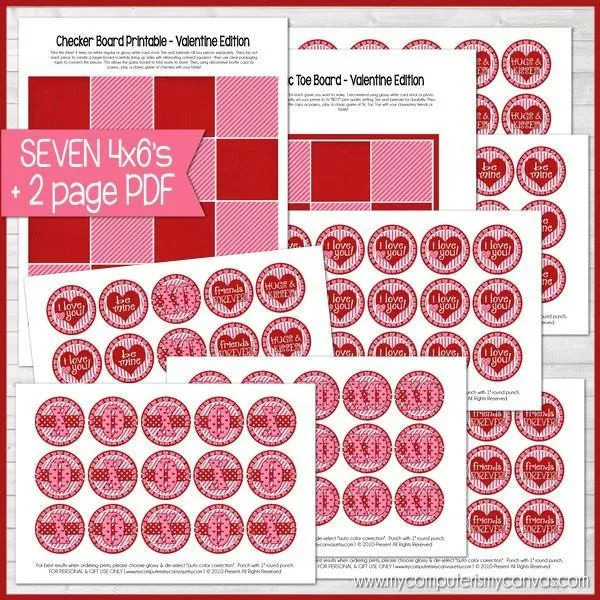 Valentine's Day Bottle Cap PRINTABLE   Game Board