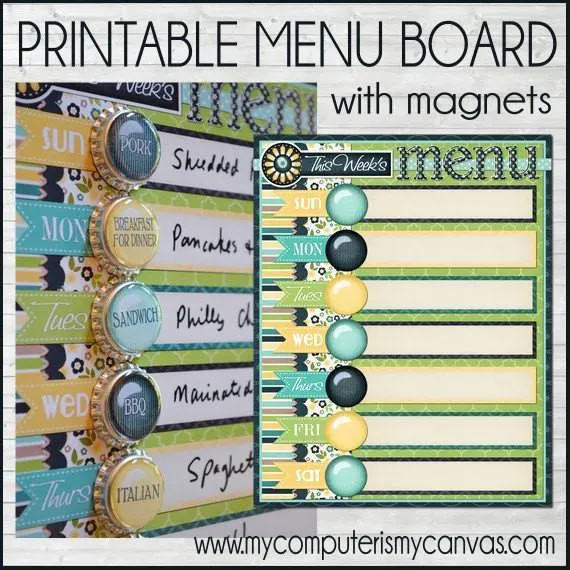 Weekly Menu Planning MAGNET Board PRINTABLE